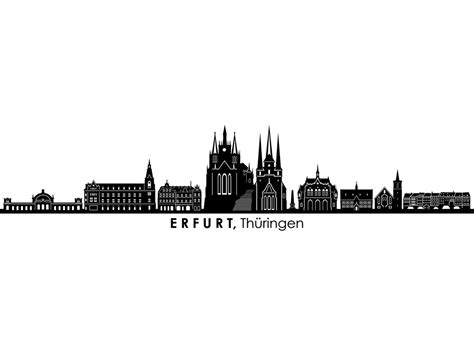 Erfurt Th Ringen Germany Skyline City Outline Silhouette Vector Graphic