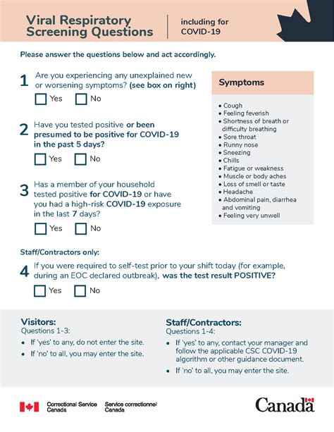 Covid Questionnaire Printable