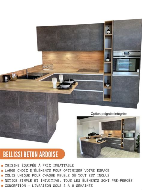 Colonne Cuisine Micro Onde Et Four Encastrable Bellissi Beton Ardoise