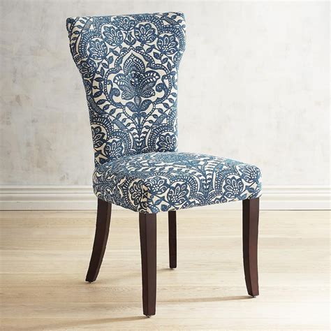 Pier 1 Carmilla Blue Damask Dining Chair Aptdeco