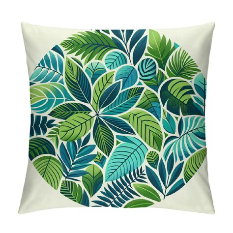 Comio Palm Leaves Bed Pillow Covers Tropical Beach Turquoise Green