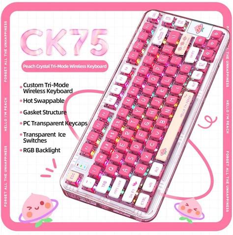 YUNZII CK75 Wireless Hot Swappable Mechanical Keyboard Transparent Acrylic Gasket Mounted