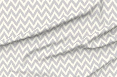 Velvet Fabric Fat Quarter Gray Chevron White Zigzag Modern Stripes