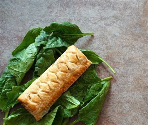 Flat Lay Of Tasty Sausage Roll On A White Plate Stock Image Image Of