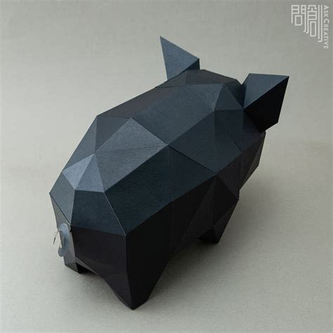 Piggy Paper Model Papercraft Diy Low Poly Piggy Model Etsy