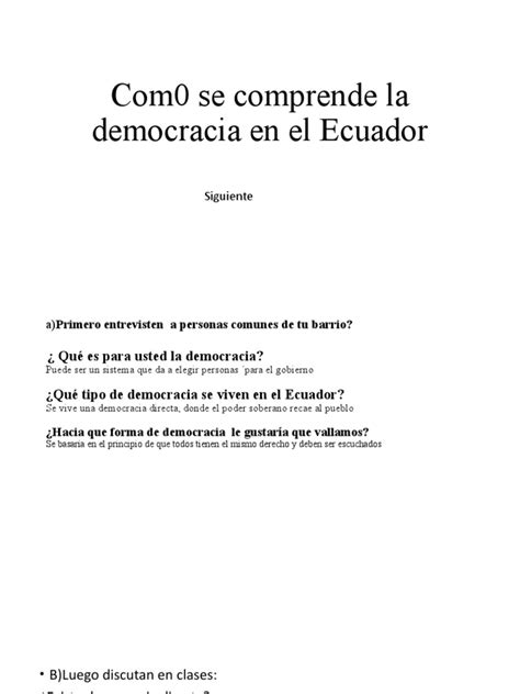 Com0 Se Comprende La Democracia En El Ecuador Pdf