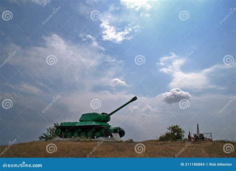 An IS 2 Josef Stalin Tank Stands On West Bank Of The River Don Near