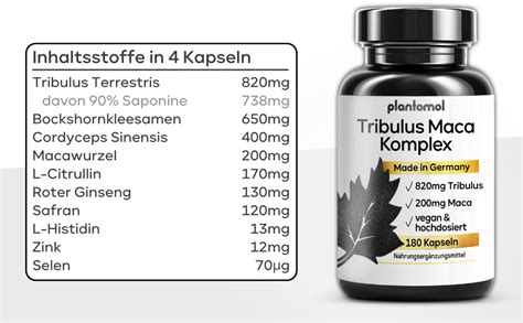 NEU Plantomol 180 Tribulus Terrestris Kapseln 820mg Tribulus