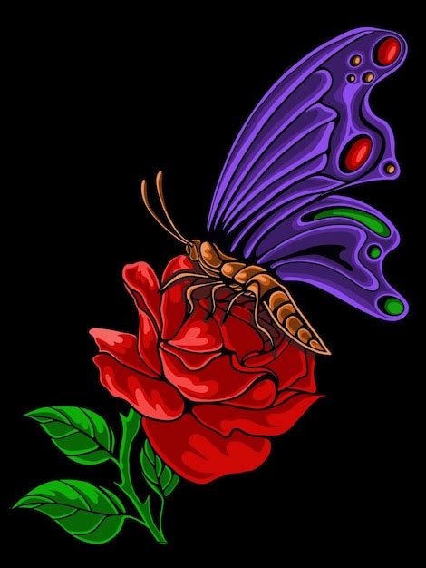 Premium Vector Red Rose Flower Design With Beautiful Butterfly Vector 17