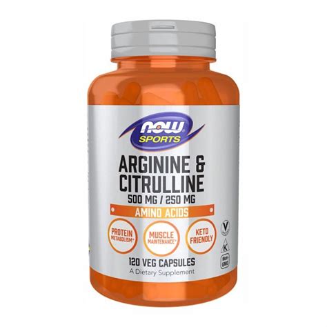 Arginine Citrulline 500 250mg 120 Vcaps Now Foods Med Natural