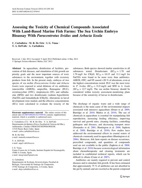 PDF Assessing The Toxicity Of Chemical Compounds Associated With Land