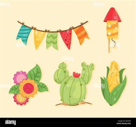 Five Festa Junina Set Icons Stock Vector Image Art Alamy