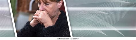 Portrait Depressed Mature Woman Panoramic Banner Stock Photo 1273329664