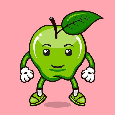 Premium Vector Hand Drawn Apple Cartoon Illustration