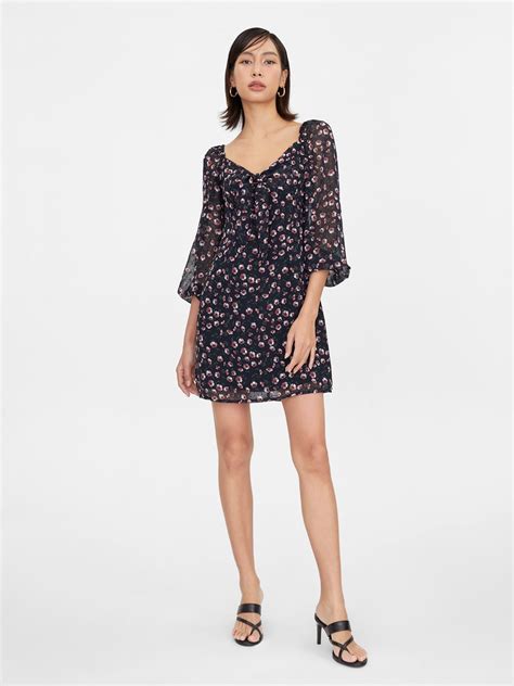 Mini Floral Front Tie Dress Black Pomelo Fashion