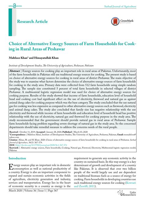 PDF Khan M And H Khan 2020 Choice Of Alternative Energy Sources