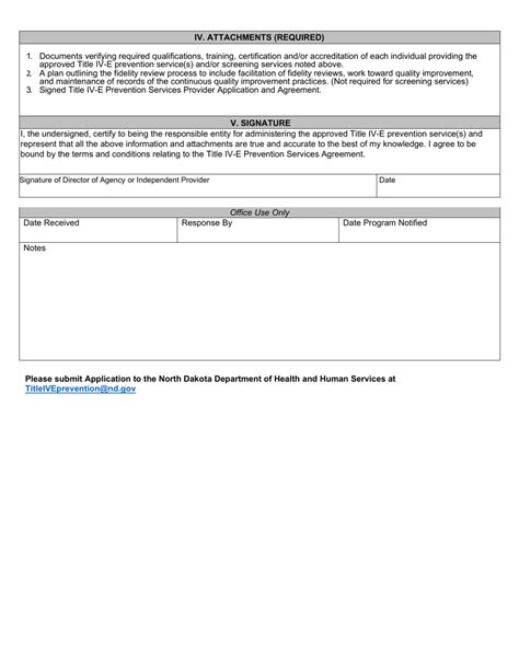 North Dakota Title IV E Prevention Services Provider Application Fill