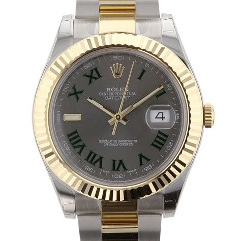 Rolex Datejust Ii Grey Dial Steel And Kyg Mm Grey Green Roman Dial