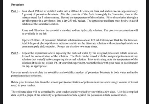 1. Did the solubility of potassium bitartrate change | Chegg.com