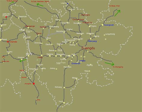 Sichuan Travel Map - China Trekking Guide, Route, Map, Photo