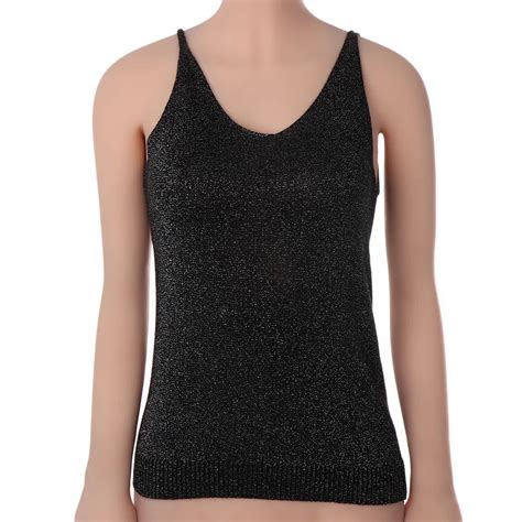 Sexy Women Lady Colorful Giltter Knitted Tank Tops Camisole Gold Thread