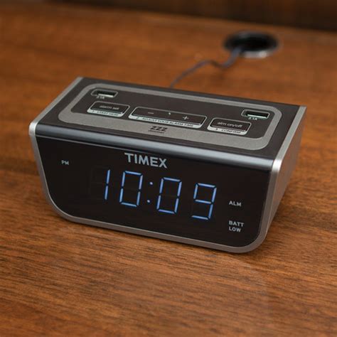 Timex LED Alarm Clock with Dual USB Charging Ports, Black | Clocks with ...