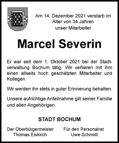 Traueranzeigen Von Marcel Severin Trauer In Nrw De