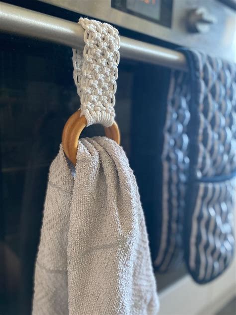 Macrame Kitchen Towel Holder Kitchen Farmhouse Accessories Etsy