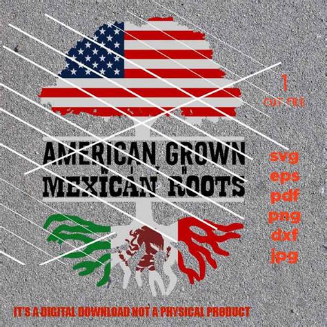 American Grown Mexican Roots Svg Dxf America Flag Mexico Etsy