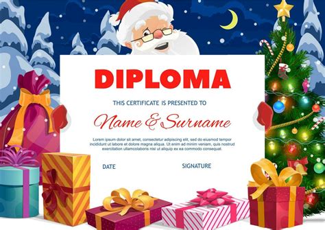 Kids diploma with Santa Claus and gifts 24082106 Vector Art at Vecteezy