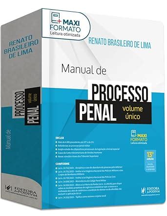 Manual de Processo Penal Volume único Amazon br