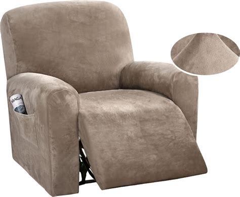 Dsechcrsl Velvet Recliner Chair Cover With Side Pocket 4 Piece Non