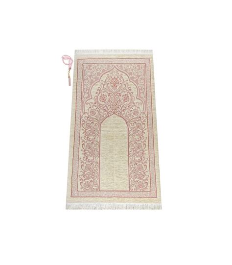 Muslim Prayer Rug Set With Prayer Beads Janamaz Tasbeeh Luxury Soft