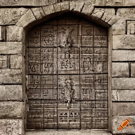 Imposing Stone Door With Mysterious Symbols On Craiyon