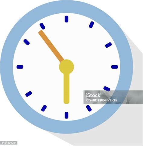 Clock Icon In Flat Style Round Timer On Blue Background Simple Watch