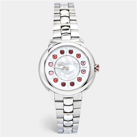 Fendi Mother Of Pearl Stainless Steel Ishine M Women S Wristwatch