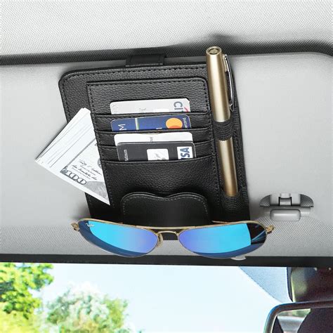 Coeayo Car Sun Visor Organizer Leather Storage Pocket Sun Visor Pouch