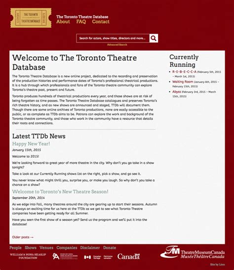 Toronto Theatre Database — Drollic Design Ltd