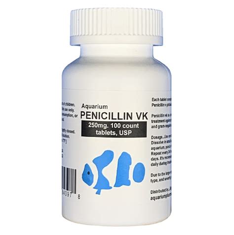 Aquarium Penicillin 250mg 100 Count Aquarium Pharmacy