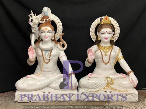 White Plain Lord Shiv Parvati Marble Statue For Worship Size Feet