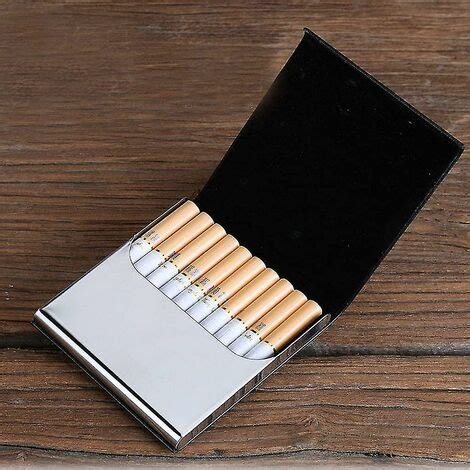 CREA Étui à Cigarettes Noir en Métal Cuir PU de Haute Qualité Étui à