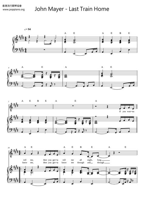 John Mayer Last Train Home Sheet Music Pdf Free Score Download ★