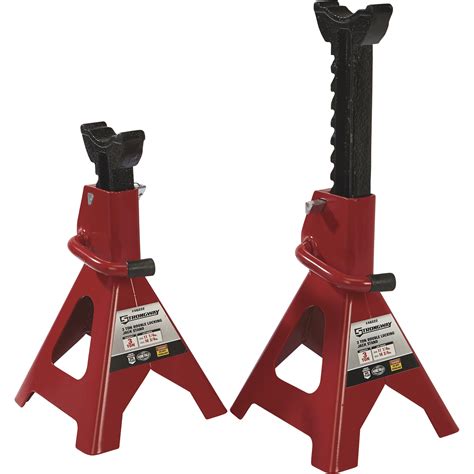 Strongway Double-locking Jack Stands Pair 3-ton Cap 11 1/4in-16 3/4in ...