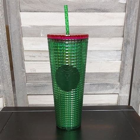 Starbucks Dining Spring 223 Green And Pink Grid Cold Cup 24 Oz