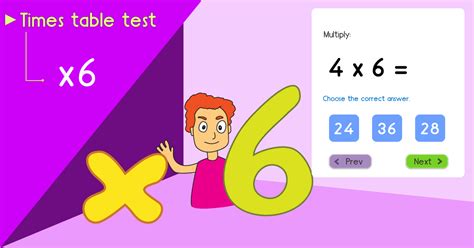 6 times table quiz - Multiplying By Six Quiz