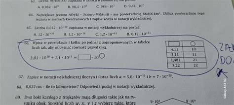 Wpisz W Prostok Cie I K Ku Po Jednej Z Zaproponowanych W Tabelce Liczb