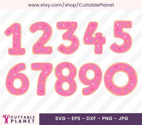 Pink Donut Numbers Svg Dxf Eps Png Birthday Donuts Etsy