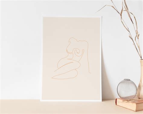 Single Line Nude Art Print One Line Drawing Of Nude Woman Etsy