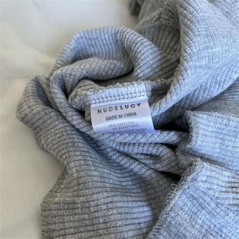 Nude Lucy Grey Waffle Tee Cropped Fit Depop