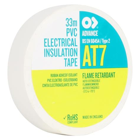 TAPE ELEC INSUL PVC AT7 19MMX33M AT7 WHITE 33M X 19MM ADVANCE TAPES製電子